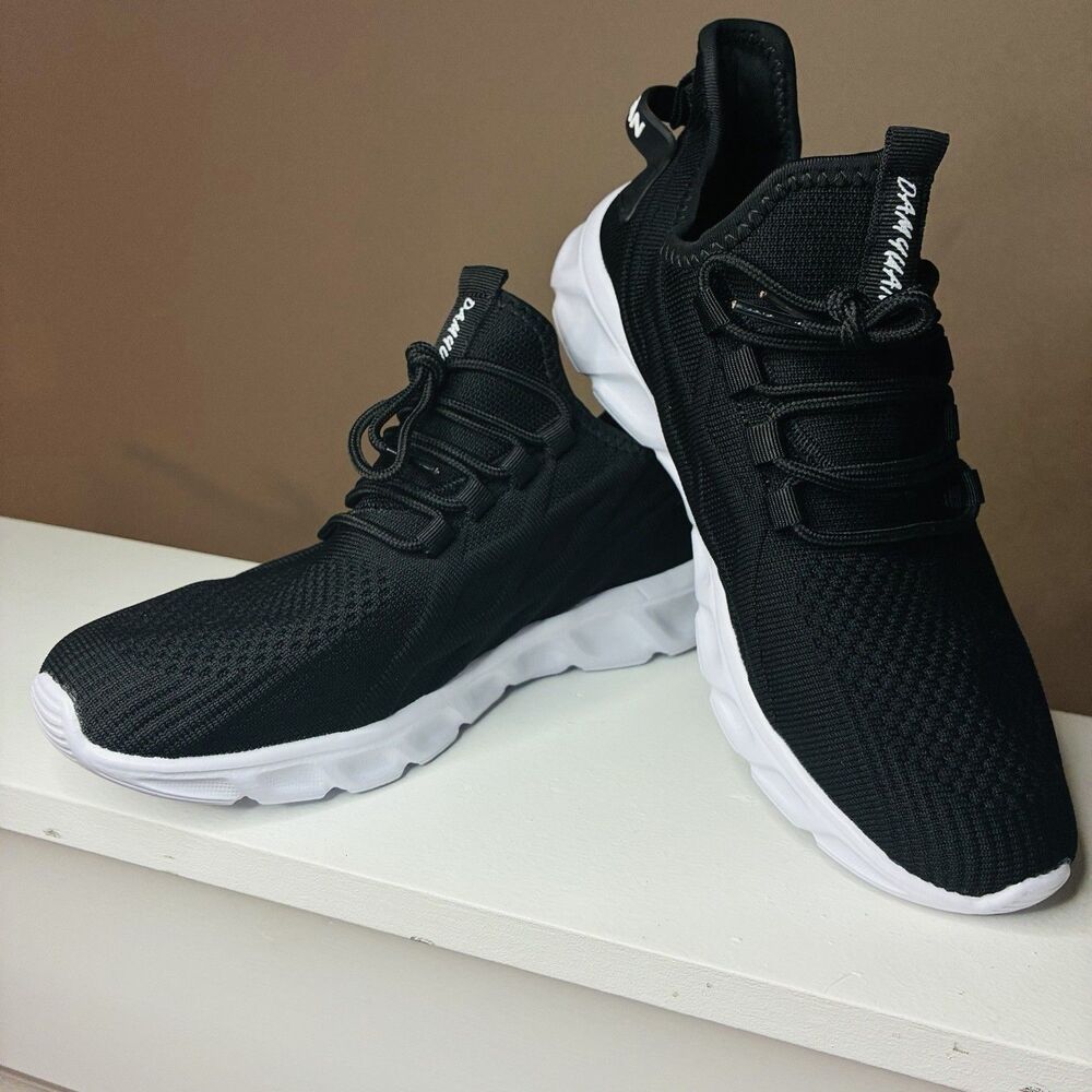 NEW DAMYUAN Men's Black Low Top Lace Up Athletic Sneakers Shoes Size 9